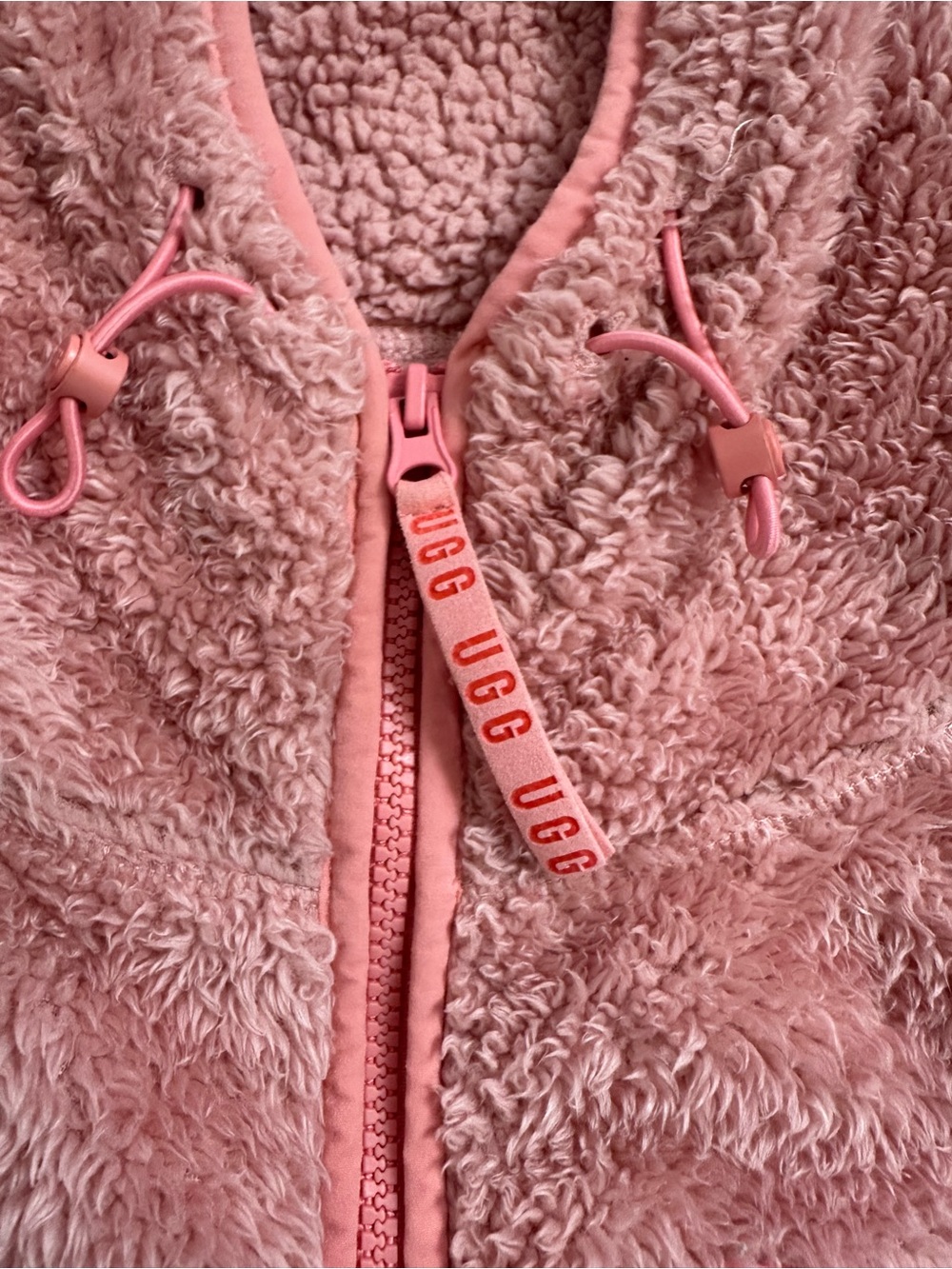 Ugg Womans Ruthie Full Zip Fluff Sherpa Hoodie Pink Size Small. - Picture 4 of 13